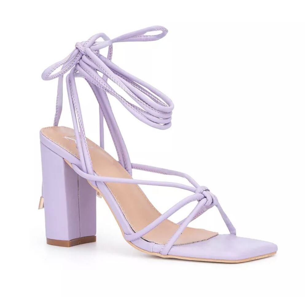 New York & Company Dena Lace Up Block Heel Light Purple/Lilac SZ 8